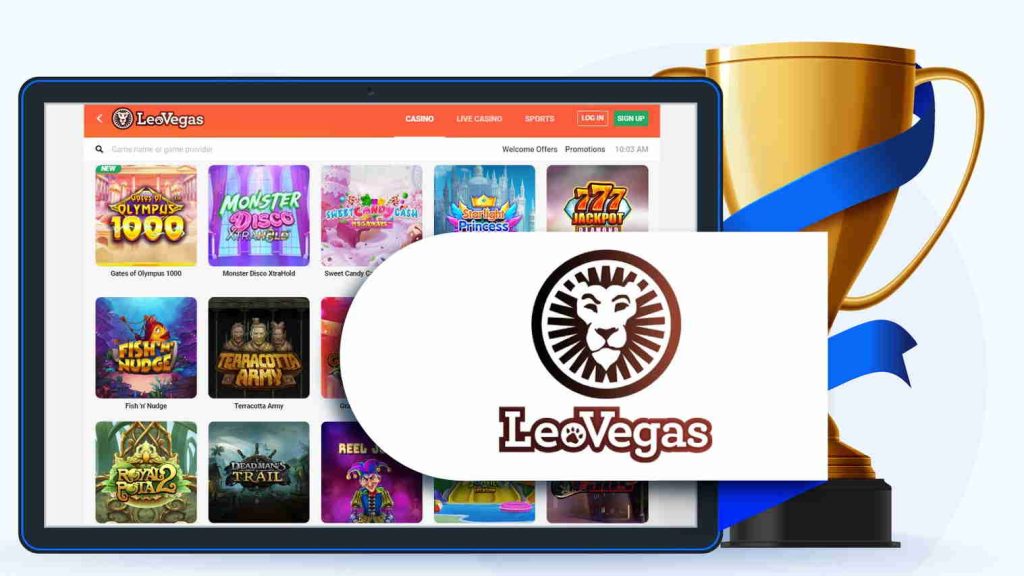 LeoVegas Casino kupası kolajı.